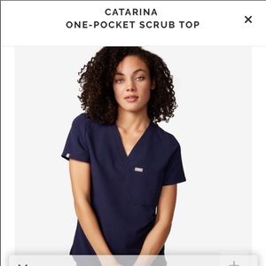 Figs one pocket scrub top navy